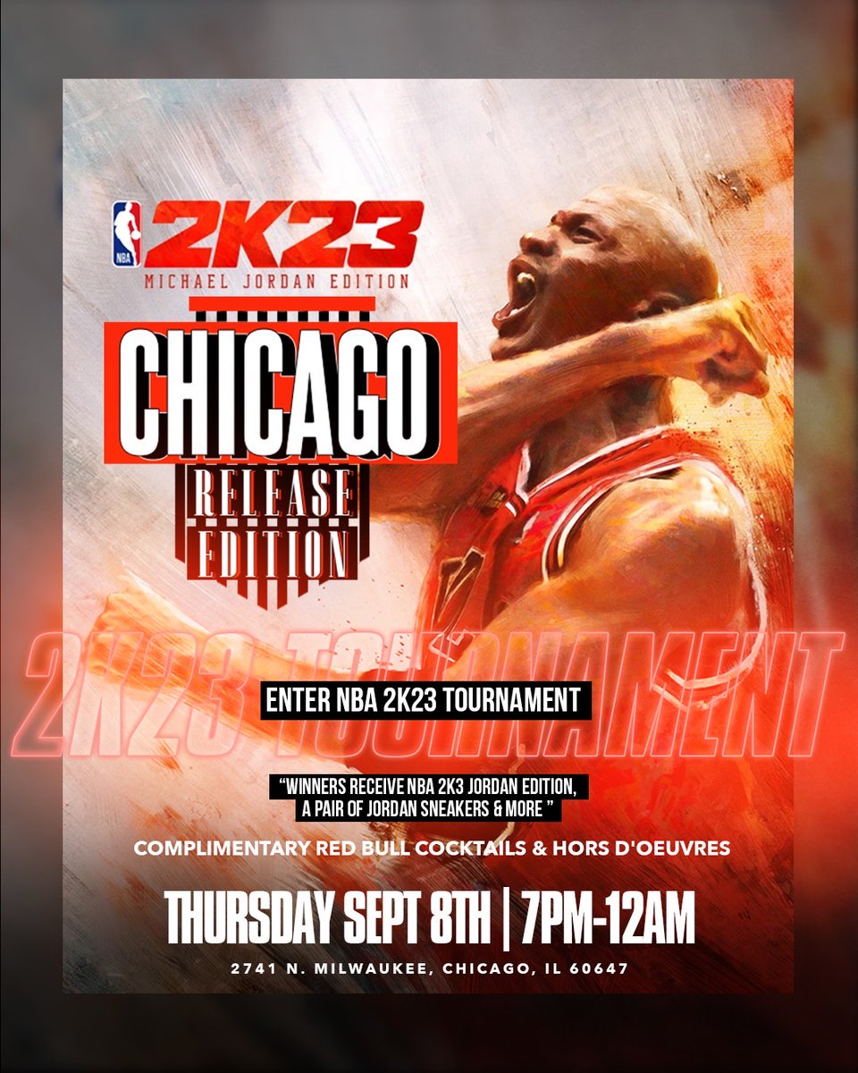 MidlaneEsports's tweet photo. Chicago! You ready for NBA 2K23? Next Thursday, September 8th, we'll be having a Release Party for it! There will be a free tourney with 1st Place receiving a 2K23 Jordan Edition copy and a pair of Jordan Sneakers. Got what it takes? Then come on out!
https://t.co/SbUWpQvkp4 https://t.co/zVszSvDPTc