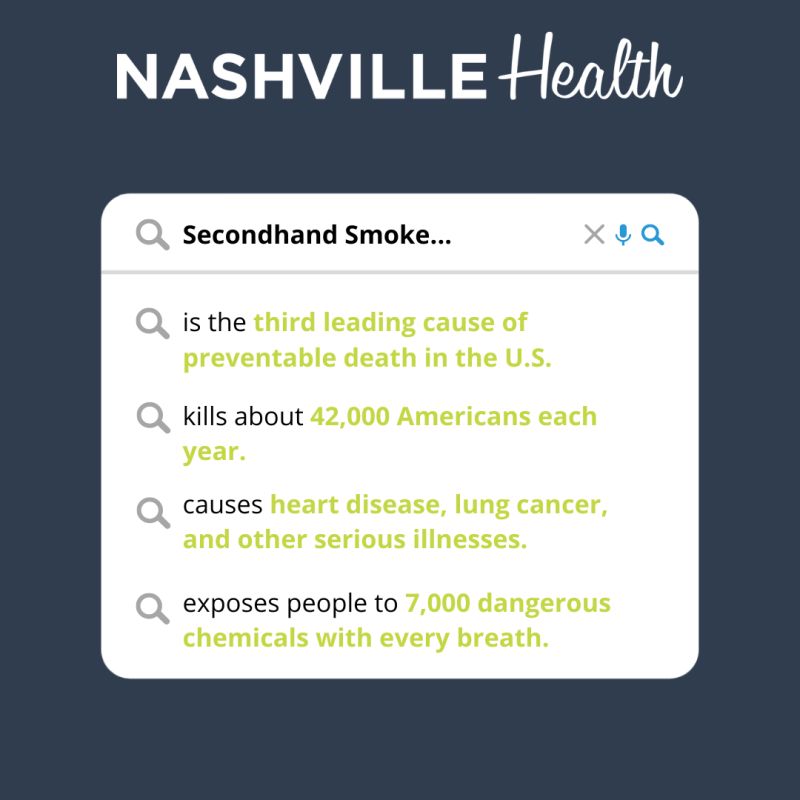 Smoking is the #1 cause of preventable death in the U.S. &amp; secondhand smoke is #3. Here in Nashville, 17% of adults smoke according to recent Robert Wood Johnson Foundation data - this is a major public health challenge for our city.

#health #healthequity #nashville #smoking