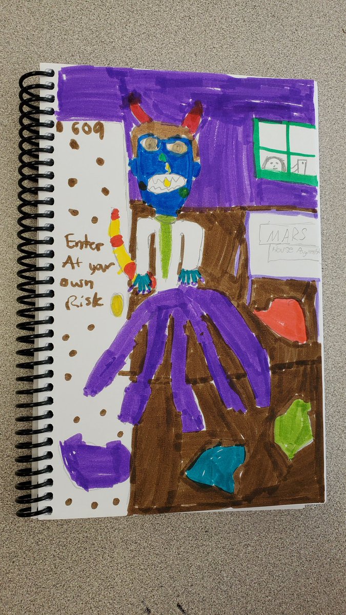 MsValentineRMS's tweet photo. We are having so much fun. Read #theARTteacherisWeird by @schmillustrator and had students draw what they thought the art teacher looked like! 

@TeamRidgely @BarishSeth @cgibson5bcps @creativitydept https://t.co/u8zZJ9mc1H