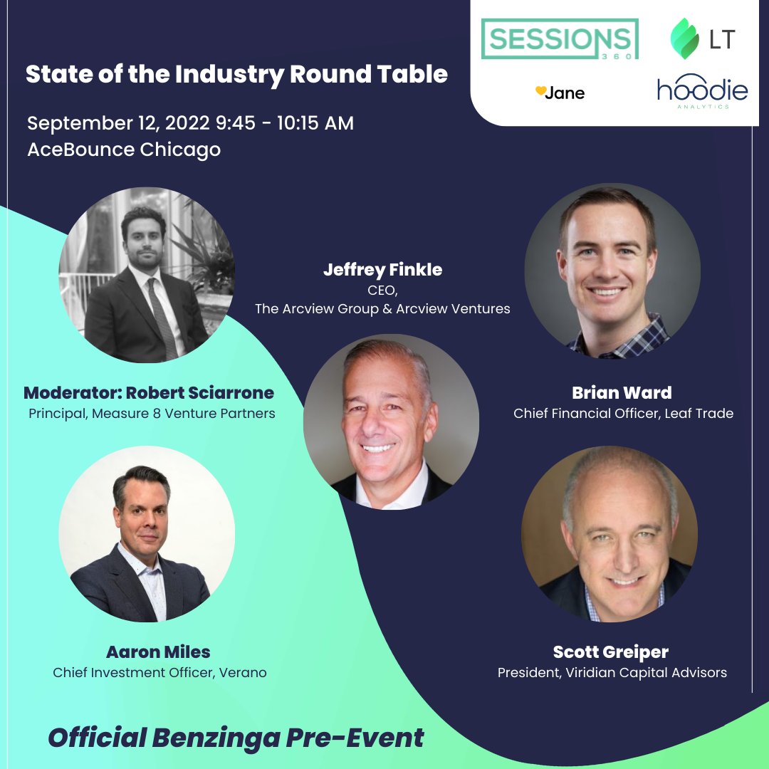 leaf_trade's tweet photo. Come hang with industry leaders during Sessions 360—hosted by Leaf Trade, Jane, and Hoodie. This official @Benzinga Pre-Event at @AceBounce offers networking and informational sessions, including sessions hosted by our CRO and CFO! Register to attend: https://t.co/gZrNYG8BbK. https://t.co/jMZIBToS8o