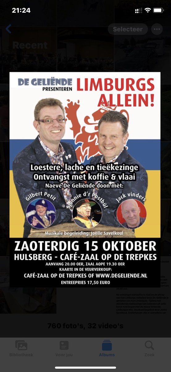 Koop snel je kaarten en maak deze leuke avond mee😉wordt heel uniek. Kaarten via degeliende.nl