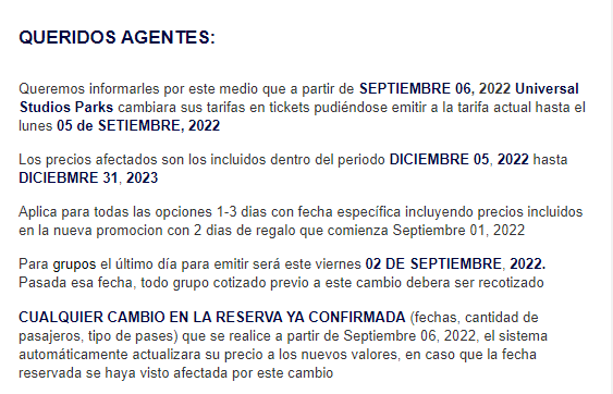 QueVuelan's tweet photo. Atencion Agentes: Solo Buenas Noticias 😆
AUMENTO en las tarifas de UNIVERSAL STUDIOS
#aeronews
#agenciasdeviajes
#Turismo https://t.co/DoE3jqGmer