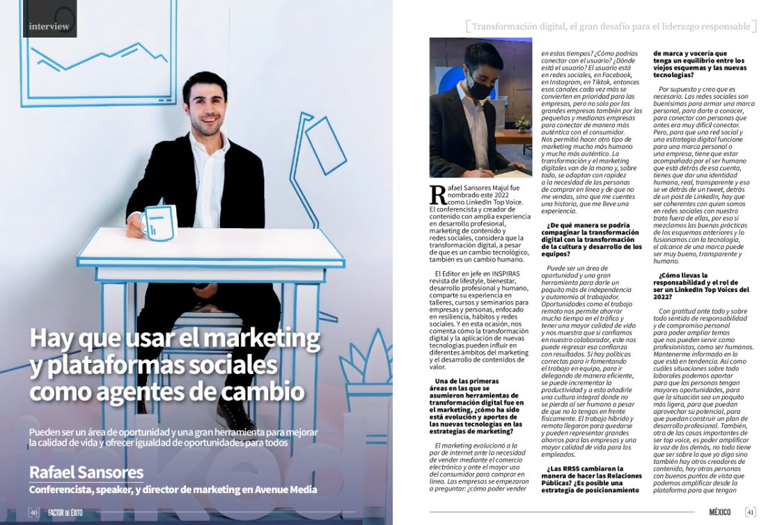 Hay que usar el marketing y plataformas sociales como agentes de cambio
revistafactordeexito.com/a/16882/hay-qu…