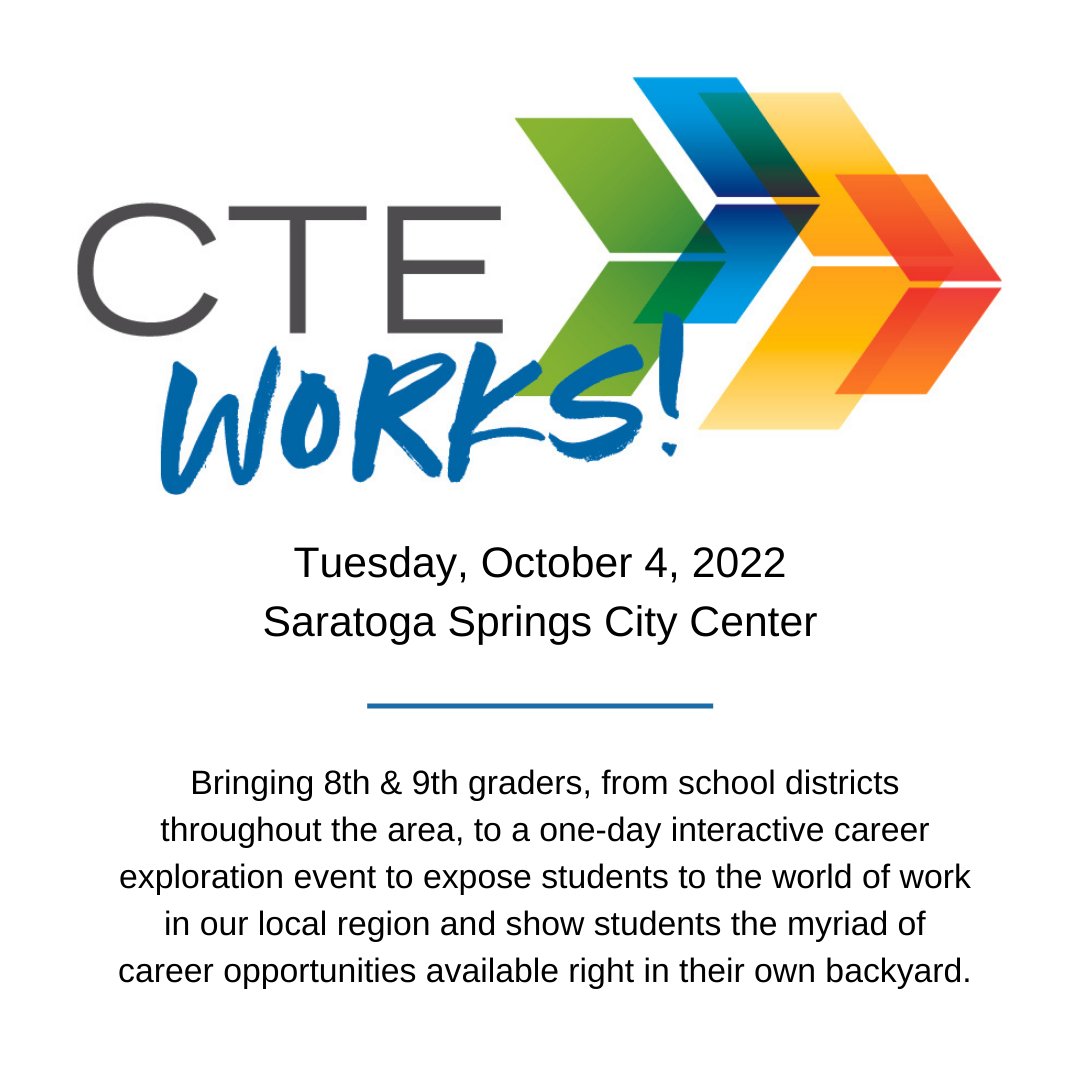 WSWHEBOCES's tweet photo. 8th & 9th grade students, join us for #CTEWorks! Experience interactive work & discussions w/ local employers. https://t.co/InOKgZZbtg
#CTEWorks2022 #cteawesome #TCTFCU #DACollins #ESPEY #SEDC #NEFireProtectionSystems #americanjobcenter #WSWHEBOCES #localjobs #careers #goals https://t.co/ELFmlFjqD8