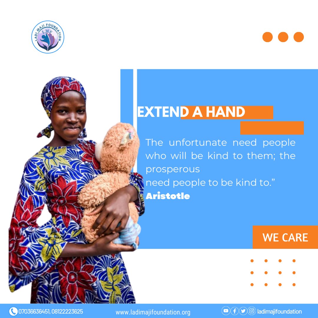 ladi__maji's tweet photo. Extend a hand....
"The unfortunate need people to be kind to them; the prosperous needs people to be kind to "

@Aristotle 

#ladimajifoundation #charity #education #givingback #humanity #donate #love #nigeria #Kaduna #Abuja #philanthropy #reachingout  #extendahand #ngo https://t.co/ZZluh9wWRu