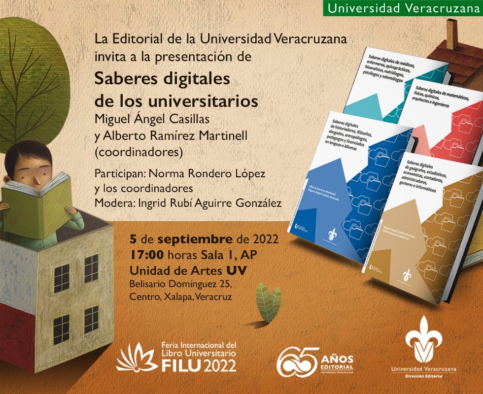 En el marco de la <a href="/FILU_UV/">FILU UV</a> les hacemos una cordial invitación para que asistan a la presentación de los libros Saberes Digitales de los Universitarios que se llevará a cabo en la Unidad de Artes, sala 1 AP el día 5 de septiembre a las 17:00.

¡Los esperamos!
