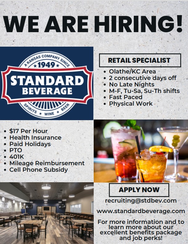 SBCKansas's tweet photo. Do you have great personal drive, organization and love working with others? Join our team! We're currently hiring Retail Specialists in the Lenexa/KC Metro area! Submit your resume today to recruiting@stdbev.com Cheers to great careers!
#SBCKansas #WorkForSBC #werehiring https://t.co/XAfALTAu7G
