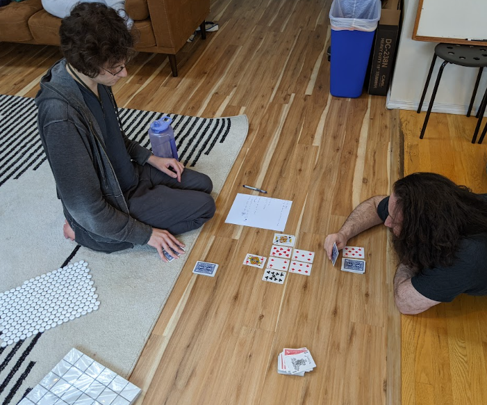 playverses's tweet photo. Sam Black and Alex West test a prototype on the floor.
I think we all remember playing games on the floor when we were young.
Perhaps some things never change.
#playverses #gamejamretreat. https://t.co/G8Tpxoj49x