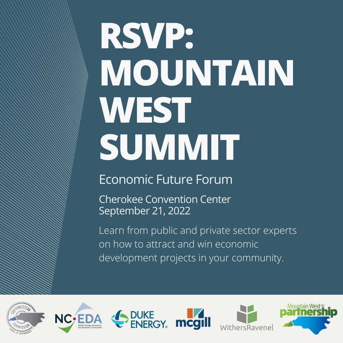 Register today for the inaugural Mountain West Summit: Economic Future Forum, taking place at the Cherokee Convention Center on September 21st from 10am-3pm. More information and registration can be found here: conta.cc/3wNXfrW