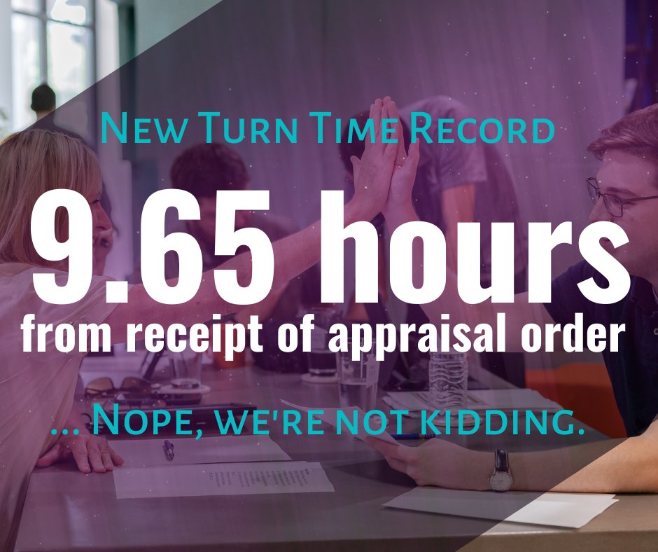Accurity_C's tweet image. New jaw-dropping record! 😲A top-quality, full appraisal in 9.65 hrs! Nope. We don&apos;t cut corners. Nope. Nothing is unchecked. Nope. We&apos;re not kidding. We&apos;re Accurity.

#innovators #fastappraisals #appraisalsolutions #thankfulthursday #appraisers #appraisals #valuation #realestate