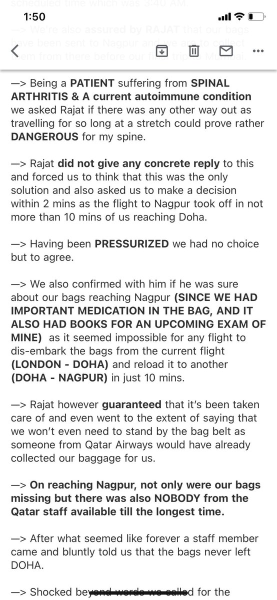 TrulyTani's tweet photo. 2.) Calling out to @qatarairways to ask how many more days will it take for them to RESPON &amp; take ACTION for such a horrible behaviour. 
#QatarAirways #lostbaggage #travel #Mumbai #Doha https://t.co/JArIOmZ15s