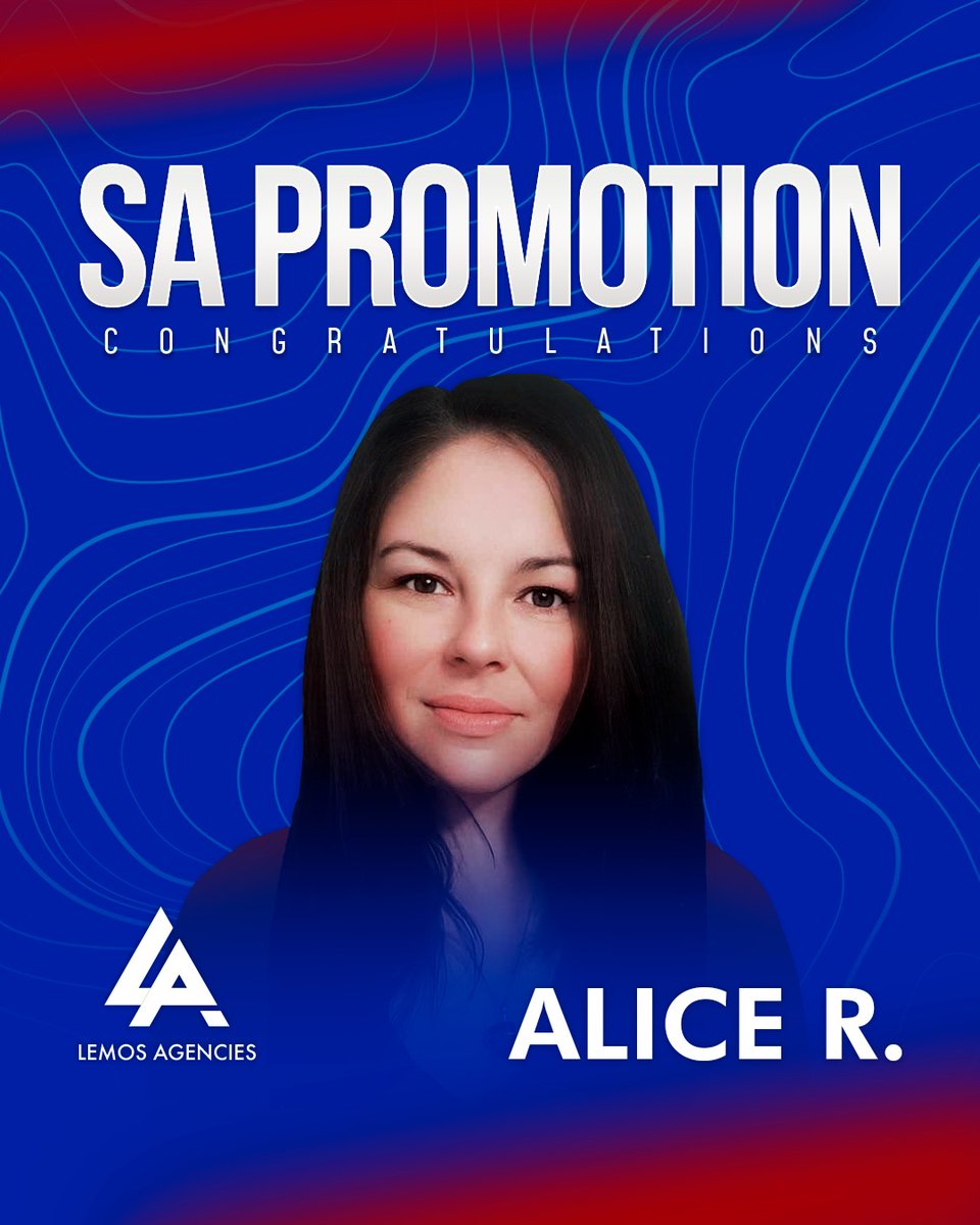 lemosagencies's tweet photo. Shoutout to Alice, our newest Supervising Agent! 🙌🏼

This promotion is just a reminder of the incredible work you do within our agency. From all of us, thank you!

We can’t wait to watch you continue to grow, but for the time being, go and celebrate 🎉 

#LemosAgencies https://t.co/SqmJrRngqG