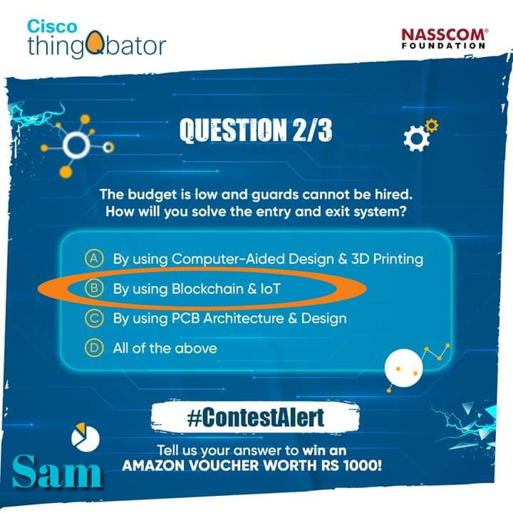 sam__leezz's tweet image. 𝗕. 𝗕𝘆 𝘂𝘀𝗶𝗻𝗴 𝗕𝗹𝗼𝗰𝗸𝗰𝗵𝗮𝗶𝗻 &amp;amp; 𝗜𝗼𝗧

#thingQbator #Cisco_in @thingqbator  #NASSCOMFoundation #contestalert #aiquiz #aicontest #aicourses #artificialintelligence

Join @Beard_Boy_Dixi @dayalojha_ @HasmukhJParmar1 @Nitish_nix @Rekhajadhav11 @CHUNMUN143 @Wasimkh110