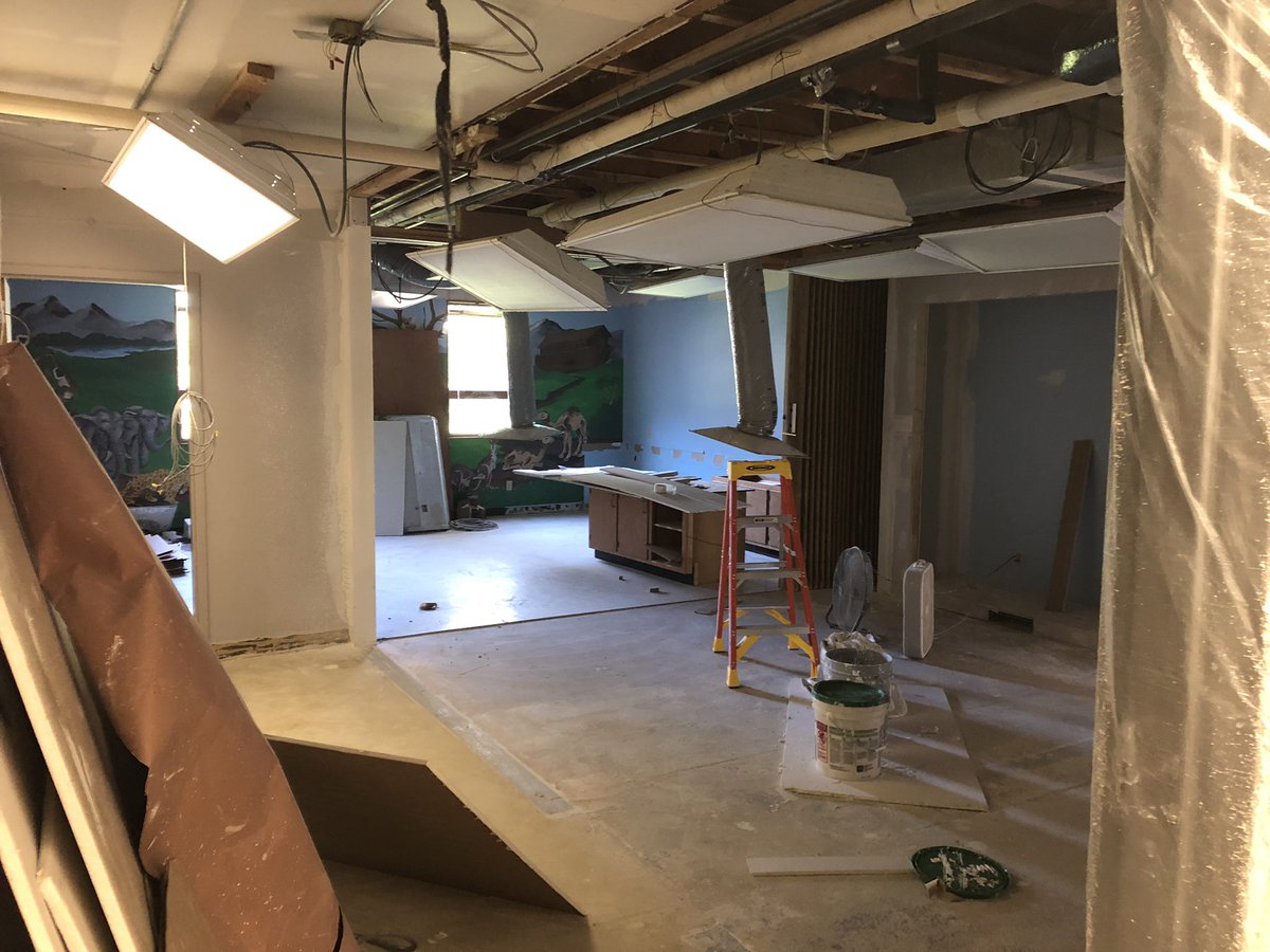Here is a picture of the nursery/Noah’s ark room in process.