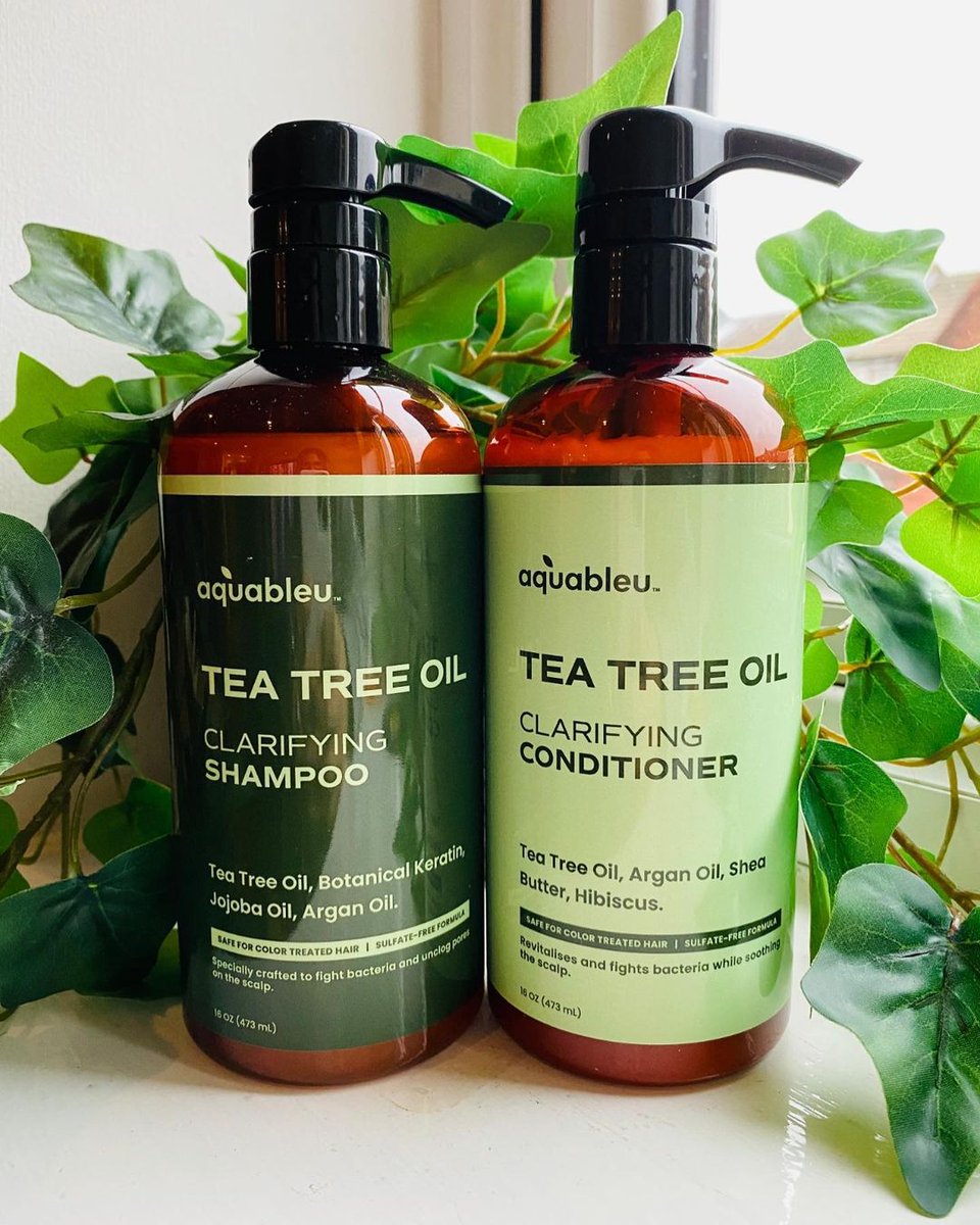 Are you suffering from GREASY hair?  

No worries! Our Tea tree Shampoo &amp; Conditioner Set 🍃 helps remove the excess oil that makes hair looks greasy but protects the natural oils needed for proper hair growth, leaving your hair clean, shiny, and healthy! ✨