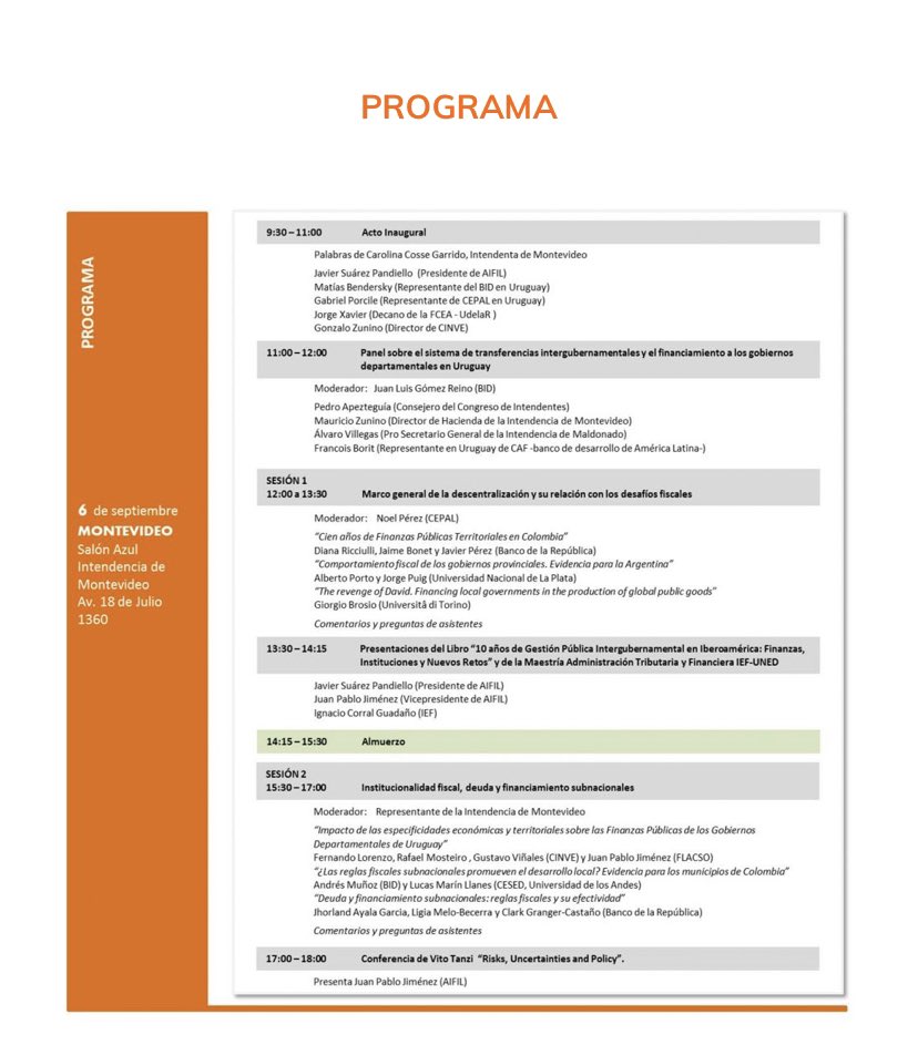 CINVE_uy's tweet photo. El 6 de setiembre en Montevideo y el 7 de setiembre en Punta del Este se desarrollarán las XI Jornadas Iberoamericanas de Financiación Local.
Actividad abierta con confirmación de asistencia a cinve@cinve.org.uy.
En las fotos adjuntamos la invitación y el programa del evento. https://t.co/kKOGSypFHx
