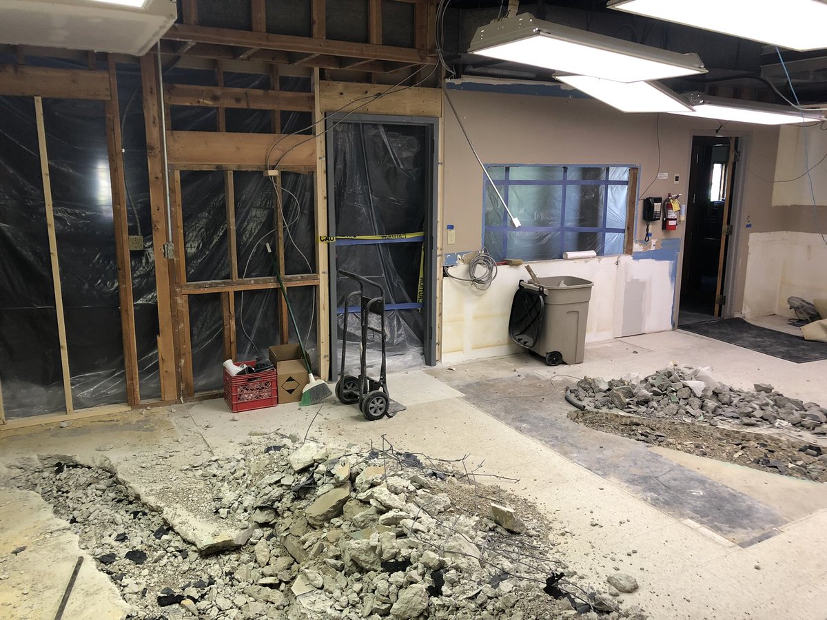 The kitchen being remodeled. Notice the removal of the hallway that was on the south end.