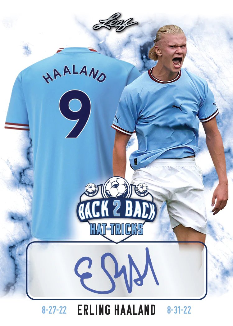 WEB EXCLUSIVE AUTOGRAPH --- 7 DAYS ONLY OR PRIOR SELL OUT!!! LIMITED RUN -- ERLING  HAALAND BACK TO BACK HAT TRICK AUTOGRAPH CARD CLICK HERE TO ORDER:  https://t.co/GCXNIHZwHu