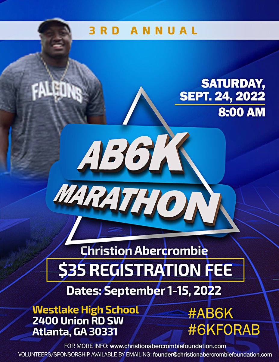 smabercrombie's tweet photo. As we prepare to celebrate 4 years since Christion’s injury, we will gather for our 3rd annual #AB6K. Register now! https://t.co/rs9QWUyZDs