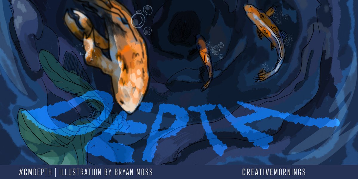 Depth was chosen by <a href="/CM_Columbus/">CreativeMornings/CLB</a> + illustrated by <a href="/StrangeMossy/">Bryan Moss</a>. #CMDepth is a space that denies easy ways of seeing or comprehending, like the deep blue of the ocean. In what depths could you submerge yourself if you let curiosity guide you? Our next event is Sept. 9!