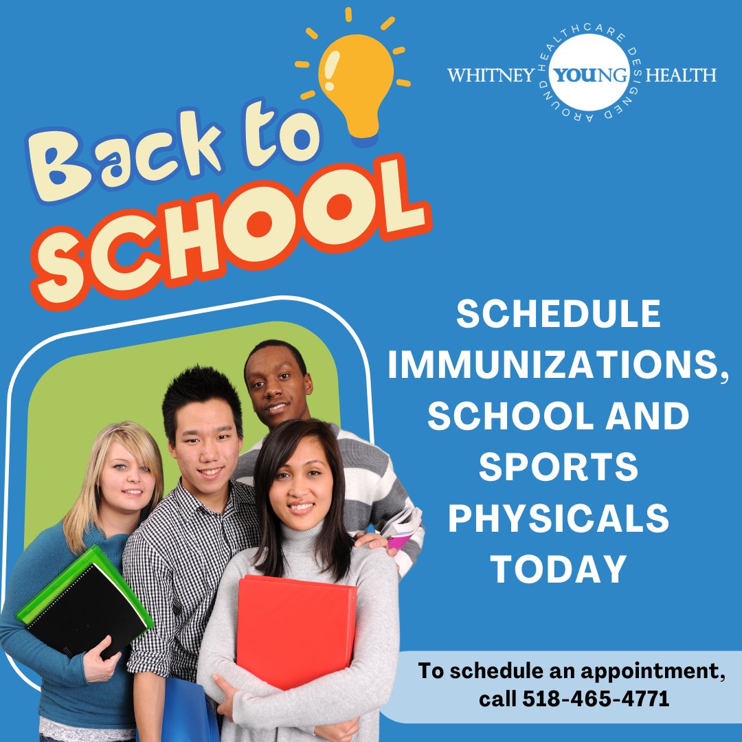 The start of the school year is just around the corner. Schedule immunizations, and school and sports physicals today at one of our health centers. Contact us today at 518-465-4771.