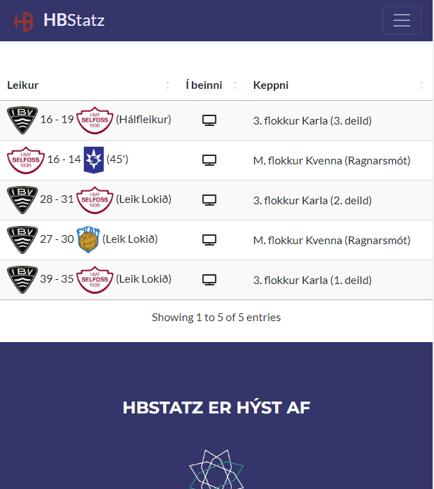 Skemmtileg tímamót í dag þegar Íslandsmótið í 3. flokki karla hófst 🤾‍♂️
Allir 3 leikirnir fóru í gegnum nýtt kerfi HBStatz, lifandi leikskýrslur úr yngri flokkum í fyrsta skipti 📊
Gögning svo auðvitað keyrð yfir í mótakerfi <a href="/HSI_Iceland/">HSÍ</a> ! #handbolti
hbstatz.is/OlisdeildKarla…