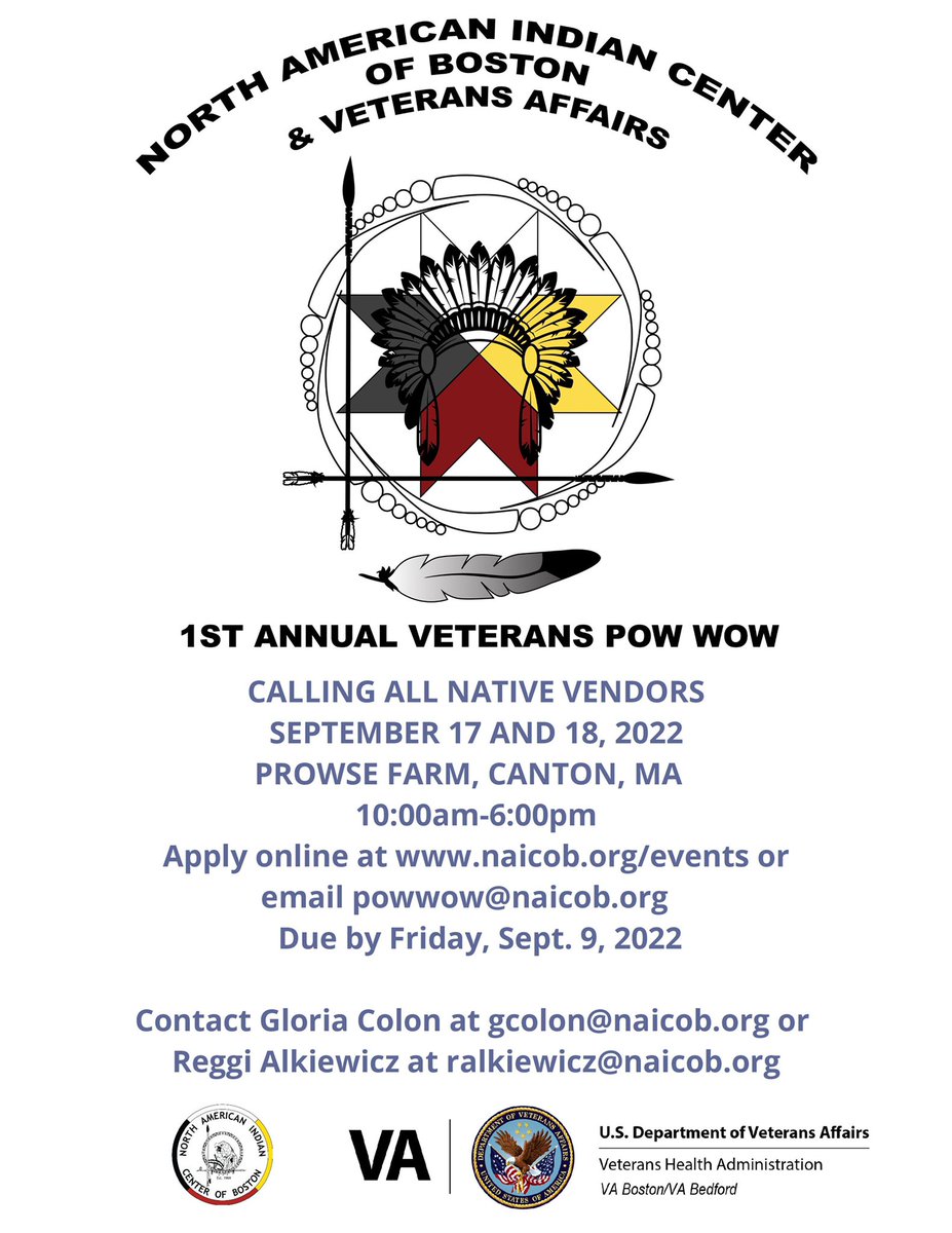 If you’re Native and in the area, we’re looking for vendors for our first annual Veterans Powwow! Apply here; bit.ly/naicobpwvendor