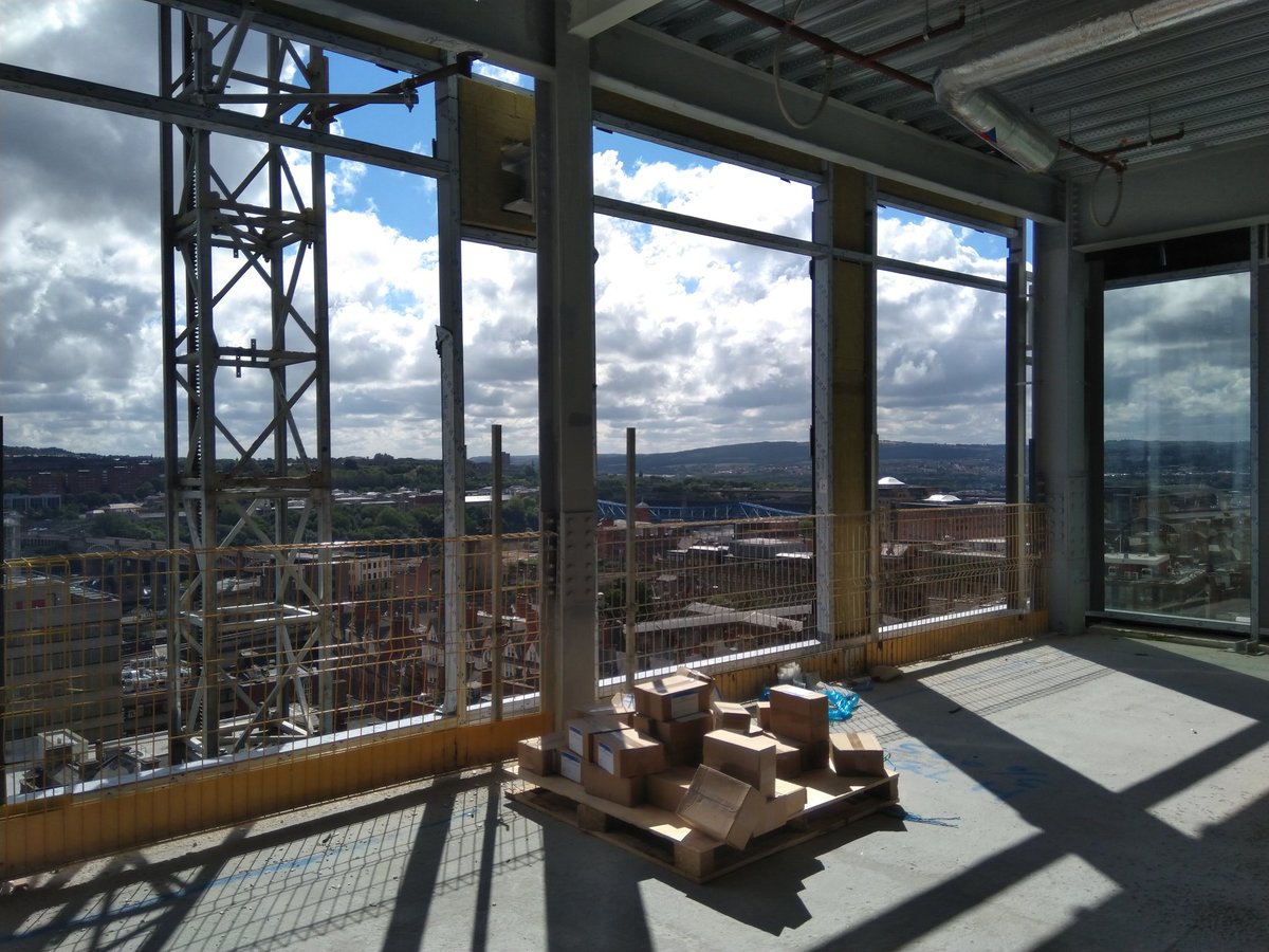 URBaNEregen's tweet photo. Enjoyed climbing 28 flights of stairs to roof of 14 storey Bank House office building at bottom end of Pilgrim Street #Newcastle affording view to the #Cheviot thanks @bandkbuild for hosting &amp; RICS 1947 Club for invitation @KF_NorthEast @RICSnews https://t.co/tcKNWTueuA