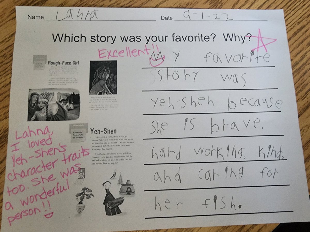 MrsHerreraD54's tweet photo. Look at these ⭐️ reading responses about our shared reading text... way to go 2nd graders! #WeAre54 #D54Armstrong #CentralMessage #Karma https://t.co/9cszUQah6t