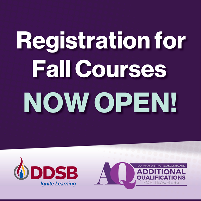 DDSB is an approved provider of Additional Qualification courses for certified teachers. Courses allow teachers to focus on continuous improvement by expanding their knowledge, practices and instructional leadership skills.

Find more info here:
ddsb.ca/en/programs-an…