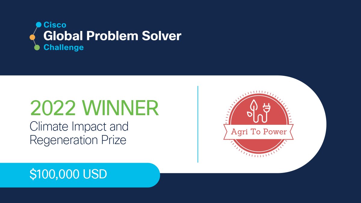 🍃 Congrats to @A2pLtd from India for winning the $100,000 USD Climate Impact & Regeneration Prize! 👉 Winning Solution: An AI-based platform that identifies usable biomass while connecting stakeholders to a market. ow.ly/YN7M50Kx3tW @Cisco #GlobalProblemSolverChallenge