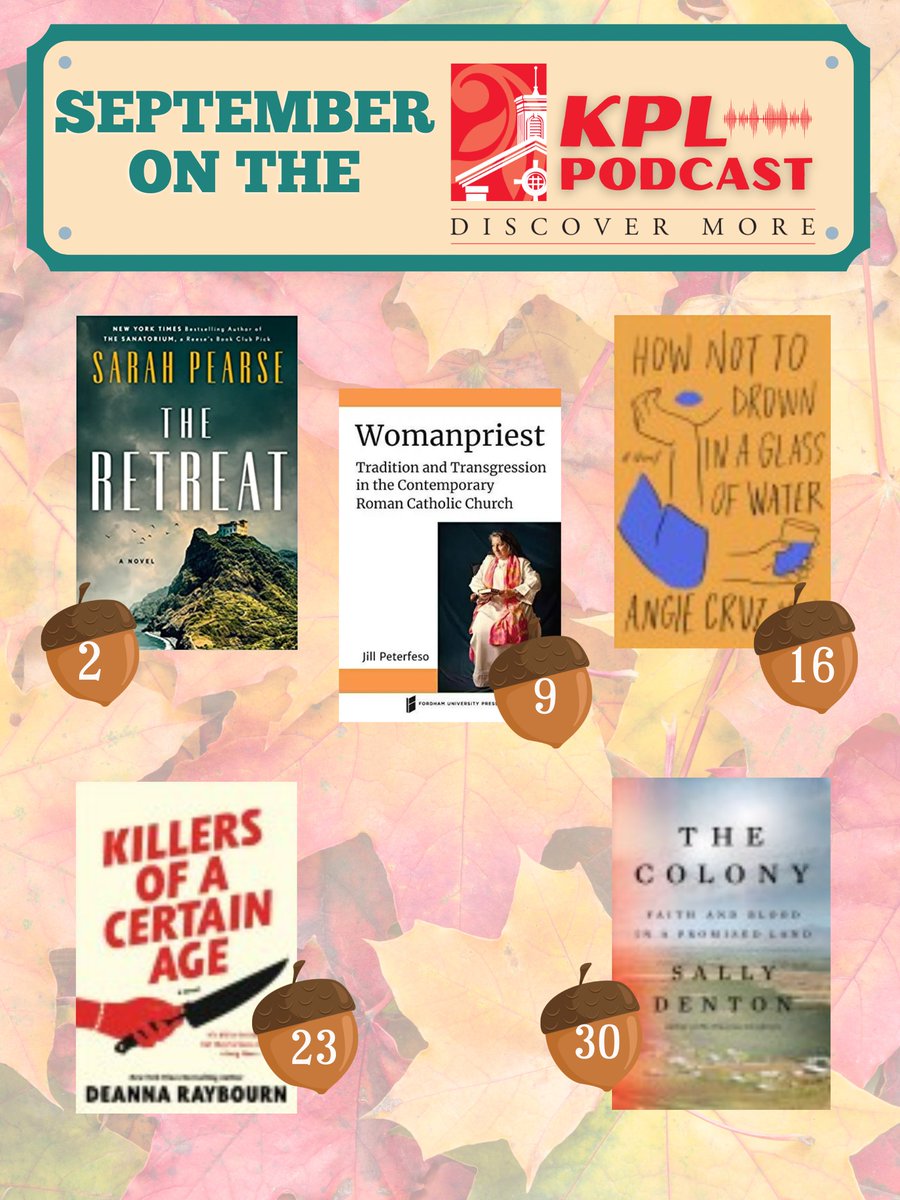 KirkwoodLib's tweet image. As we bid goodbye to August, let's say hello to our terrific September lineup on the #KPLPodcast!
We'd love to hear from you! Have a topic you'd like us to explore? Author visit? Comments? Please write to us at podcast@kirkwoodpubliclibrary.org
kplpodcast.buzzsprout.com