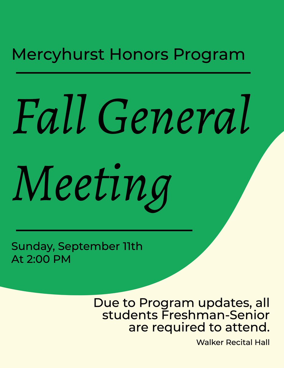 Honors_MU's tweet photo. Our 2022 Fall General meeting is coming up. We have updated some thing in the program, so all honors students will be required to attend. Make sure to sign in when you get there! The ice cream social will follow it up, so you can knock two events out in one night! https://t.co/LJPHXt7n3q