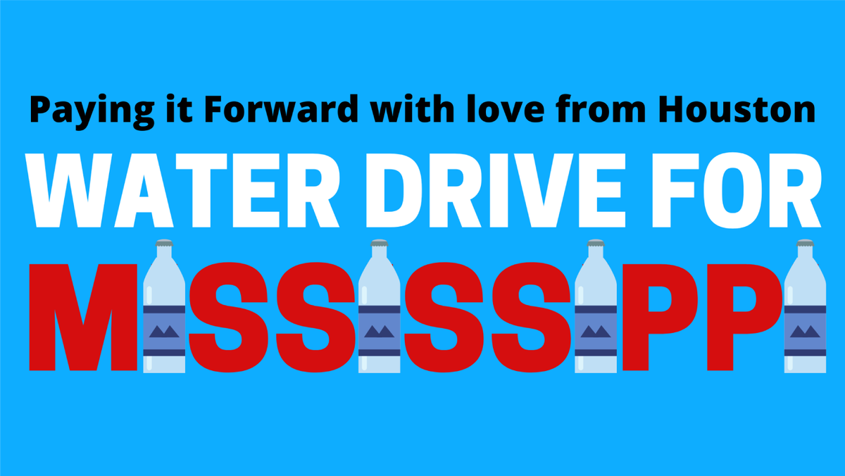 houstonpolice's tweet photo. Jackson, Mississippi needs our help! They have entered their 4th day without access to safe drinking water.

Let’s “Pay it Forward” with love from Houston. Donate bottled water! The City of Houston will have a drop off tomorrow from 7AM to 12 at: City Hall 500 McKinney Street https://t.co/p3cgYerqpg