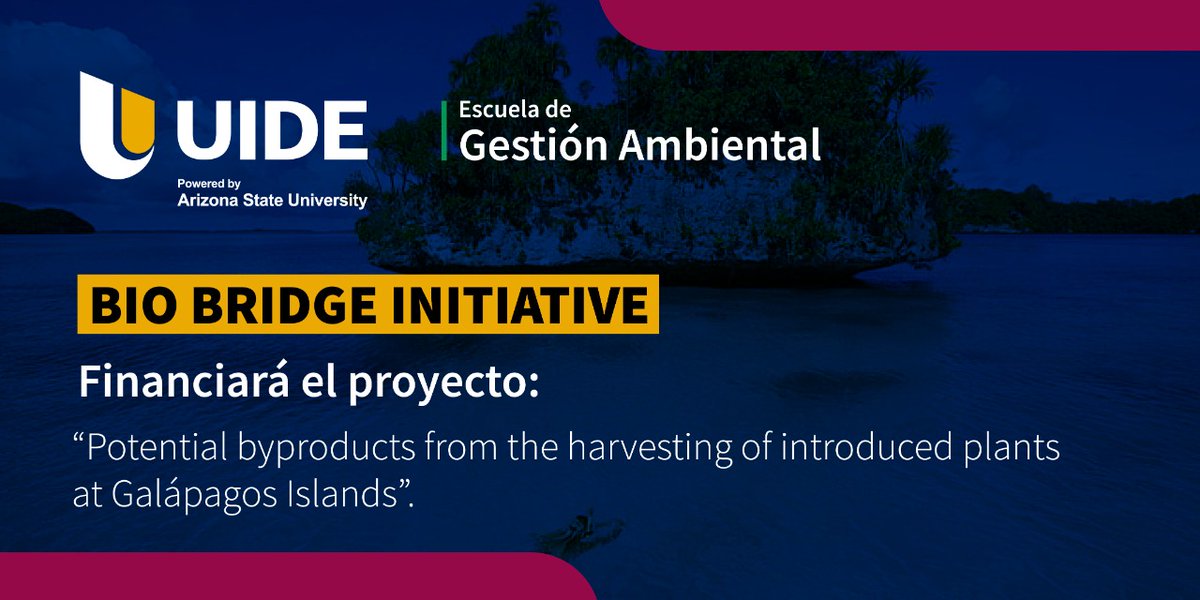 UIDE's tweet photo. 📌 #OrgulloUIDE | Felicitamos a nuestra docente de la Escuela de Gestión Ambiental #UIDE Cecilia Puertas y a José Luis Zavala de @UAG_Oficial quienes se hicieron acreedores al financiamiento de #BioBridgeInitiative para desarrollar su proyecto🌳 escogido de entre 130 del mundo🌍. https://t.co/HQDxlYEtKI