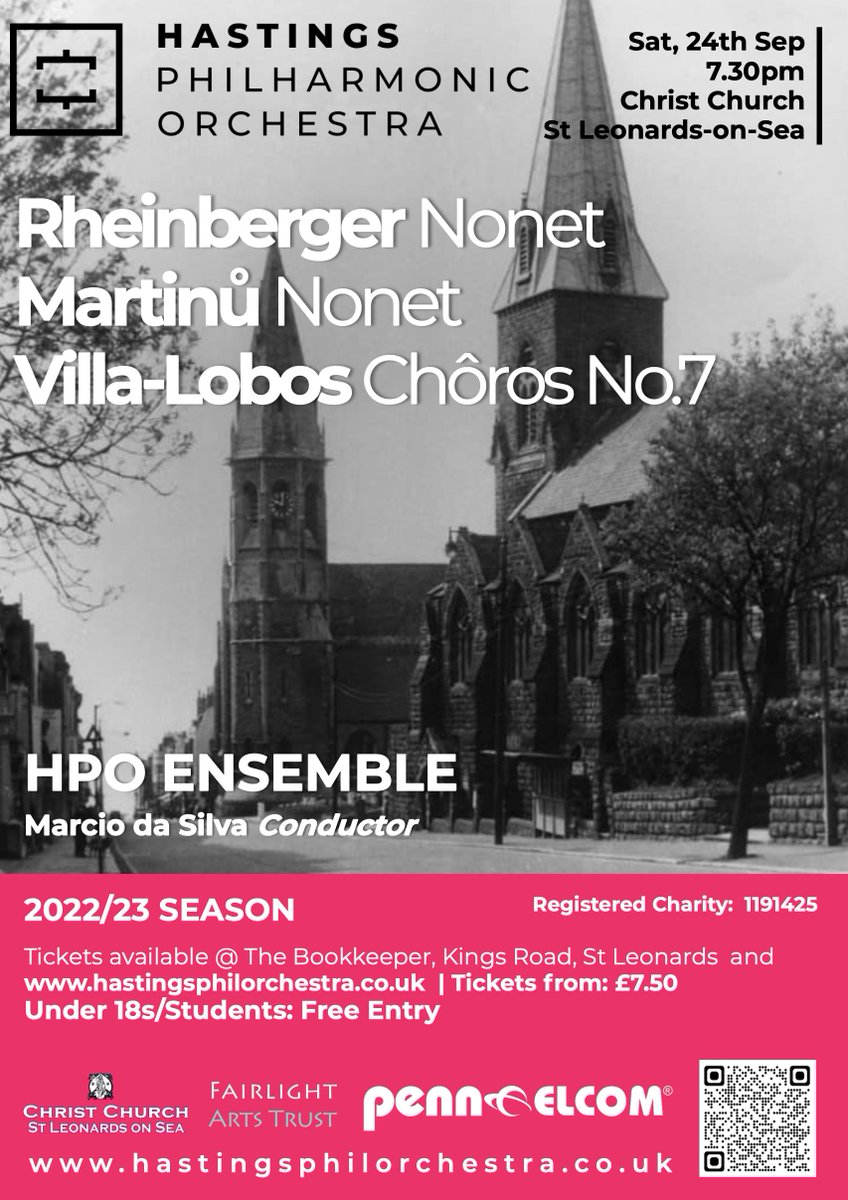HastingsPhil's tweet photo. Join us for the first concert of our #HPOSeventhSeason!

#HPORecital
Sat 24th Sept '22
7:30pm
@ChChStLeonards

This wonderful evening of chamber music is presented by the #HPOEnsemble, comprising nine of our exceptional principal wind &amp; string players.

➡️ https://t.co/G9QPbcVEcq https://t.co/5vIzCp3rMi