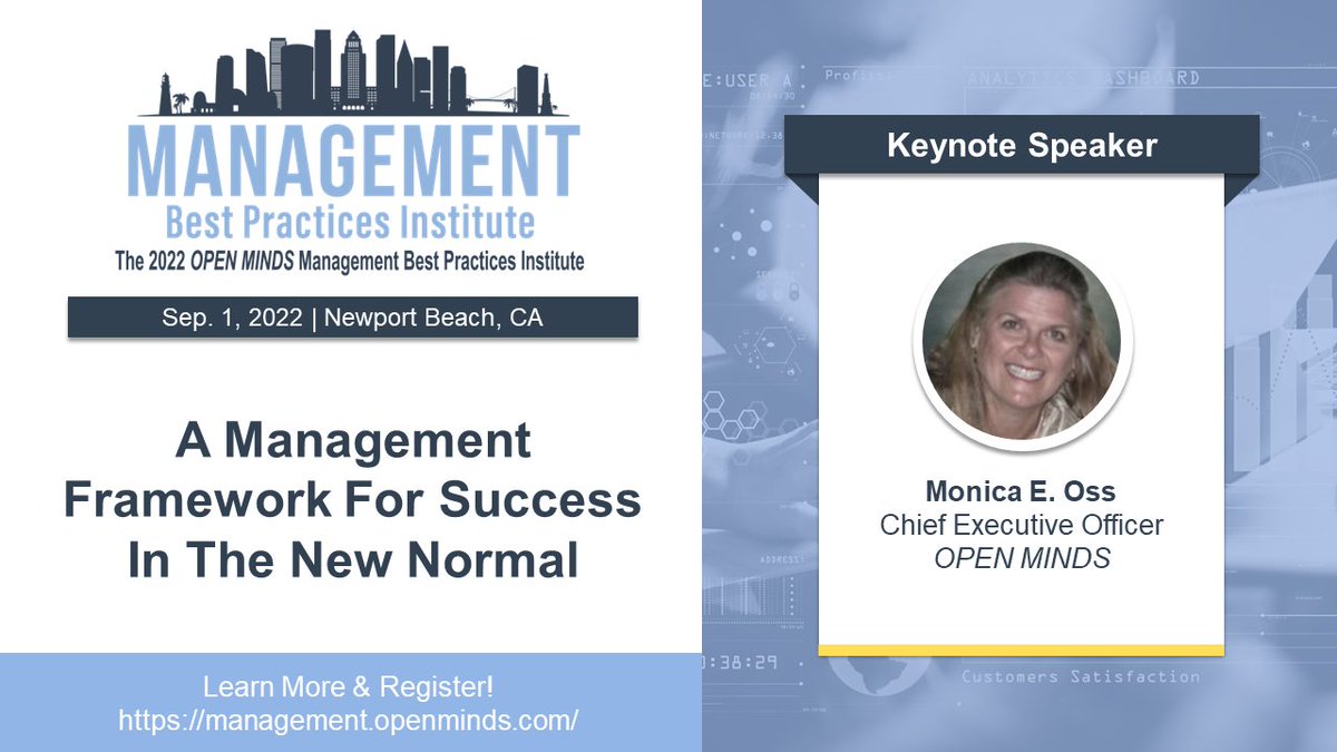 openmindscircle's tweet photo. OPEN MINDS Chief Executive Officer @monicaoss is going to wrap the #OMBestPractices Institute at 4:15pm PT with her keynote "A Management Framework For Success In The New Normal." Don't miss the last session of the Institute! https://t.co/gcJyhp9iR2 https://t.co/uLDsnwELcj