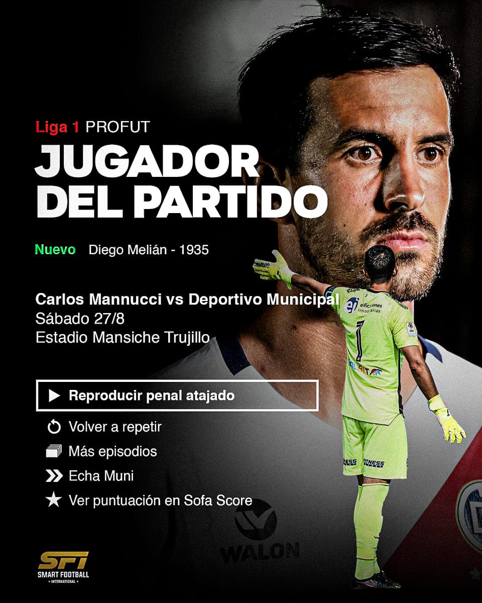 📽️ NUEVO CAPÍTULO

🧤 <a href="/DiegoMelian_1/">Diego Melián</a> volvió a ser escogido MVP tras realizar un gran partido, incluyendo un penal atajado en el encuentro entre  <a href="/camannucci/">Club C.A. Mannucci</a> y <a href="/CCDMunicipal/">Club Centro Deportivo Municipal</a> 🔝
