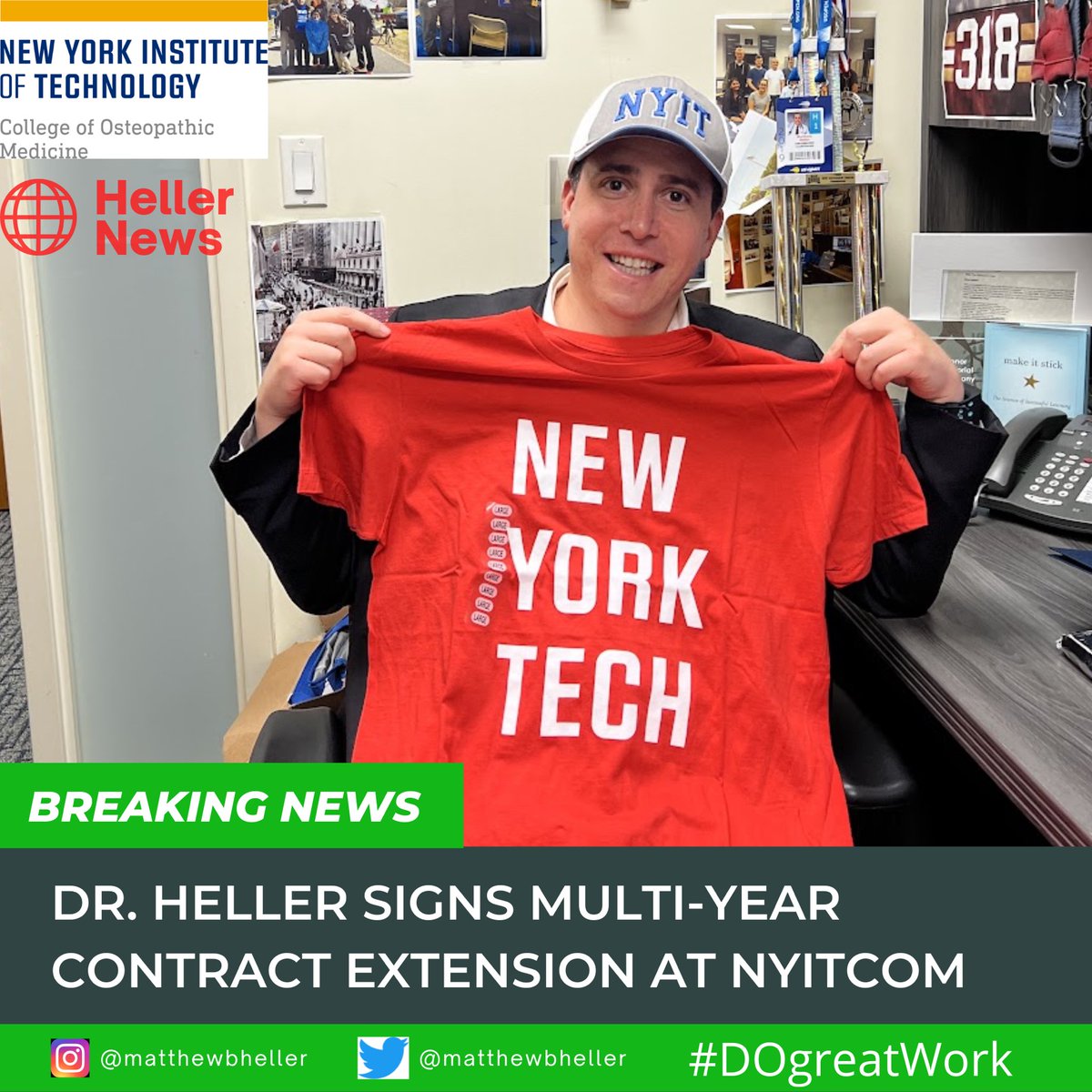 matthewbheller's tweet photo. Started a new contract that keeps me at New York Institute of Technology College of Osteopathic Medicine (NYITCOM)! It has been 6+ years at NYITCOM and looking forward to the years ahead!
.
#nyitcom #MedicalSchool #ContractExtension #AcademicMedicine #SportsMedicine #DOgreatWork https://t.co/cb5QNq6MvS