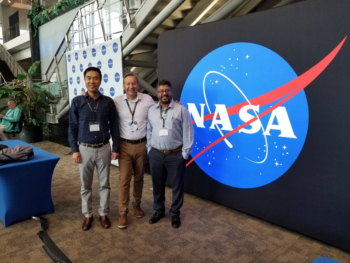 nmspacegrant's tweet image. Visiting with Drs. Liang Sun (left) &amp;amp; Ehsan Niri #NMSUengineering #NMSUResearch during the #NASASTEM Better Together meeting #nasaepscor in Hampton, VA. Making connections to increase research for the benefit of humanity