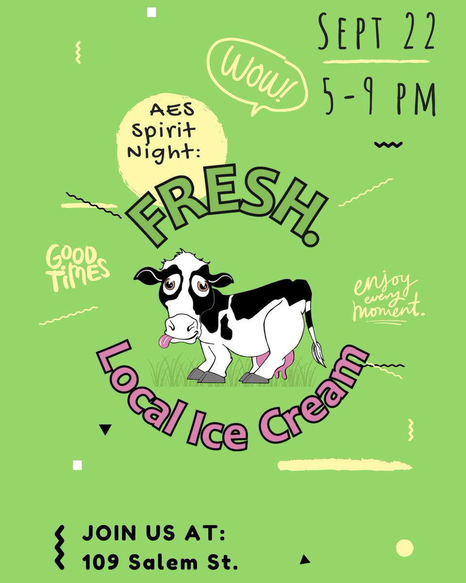 Sep 22 is our first Spirit Night! 💚💛Join us at FRESH. Local Ice Cream in downtown Apex (5-9). Leave your favorite ice cream flavor in the replies to let us know you’ll be there.🍦 #spiritnight #icecream #communitybuilding #apexescougars <a href="/ApexESPTA/">Apex Elementary PTA</a> <a href="/_FRESHicecream/">FRESH Local Ice Cream</a>