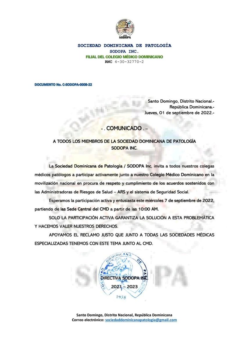 Sociedad Dominicana de Patología SODOPA Inc. (@sodopat) on Twitter photo 