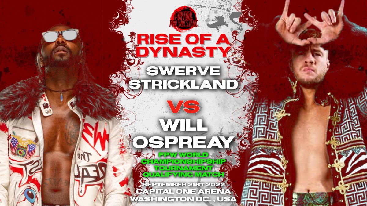 FORTUNEPW's tweet photo. No doubt about it, this could very well steal the show!

@CRXSNUP and @SwerveCityStyle collide, where the winner will advance to the FPW World Championship Tournament! 

Can Swerve make 𝙵𝙾𝚁𝚃𝚄𝙽𝙴 his house, or does Ospreay take home the win?

#FortuneROAD #RoadToADynasty https://t.co/p1qZjcjftt