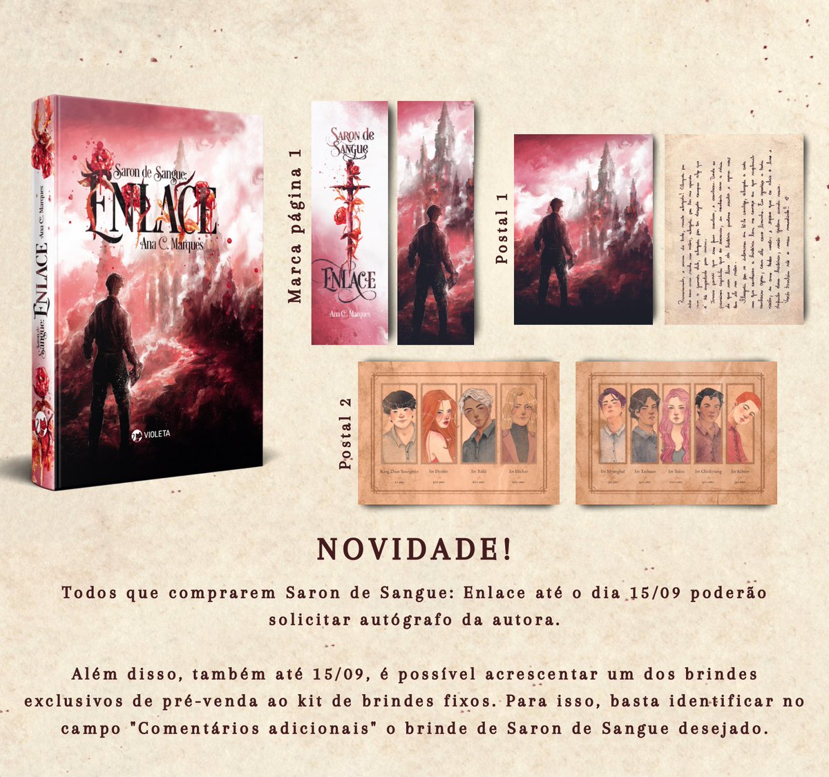 EditoraVioleta's tweet photo. Saron de Sangue está de volta!🧛🌸 Confira o kit de brindes fixos e a novidade que trouxemos para vocês!

Veja também, na sequência deste tuíte, a revelação dos brindes de pré-venda!

Garanta o seu exemplar com dedicatória: https://t.co/LxVROj9oNP https://t.co/oKcWS35O8C