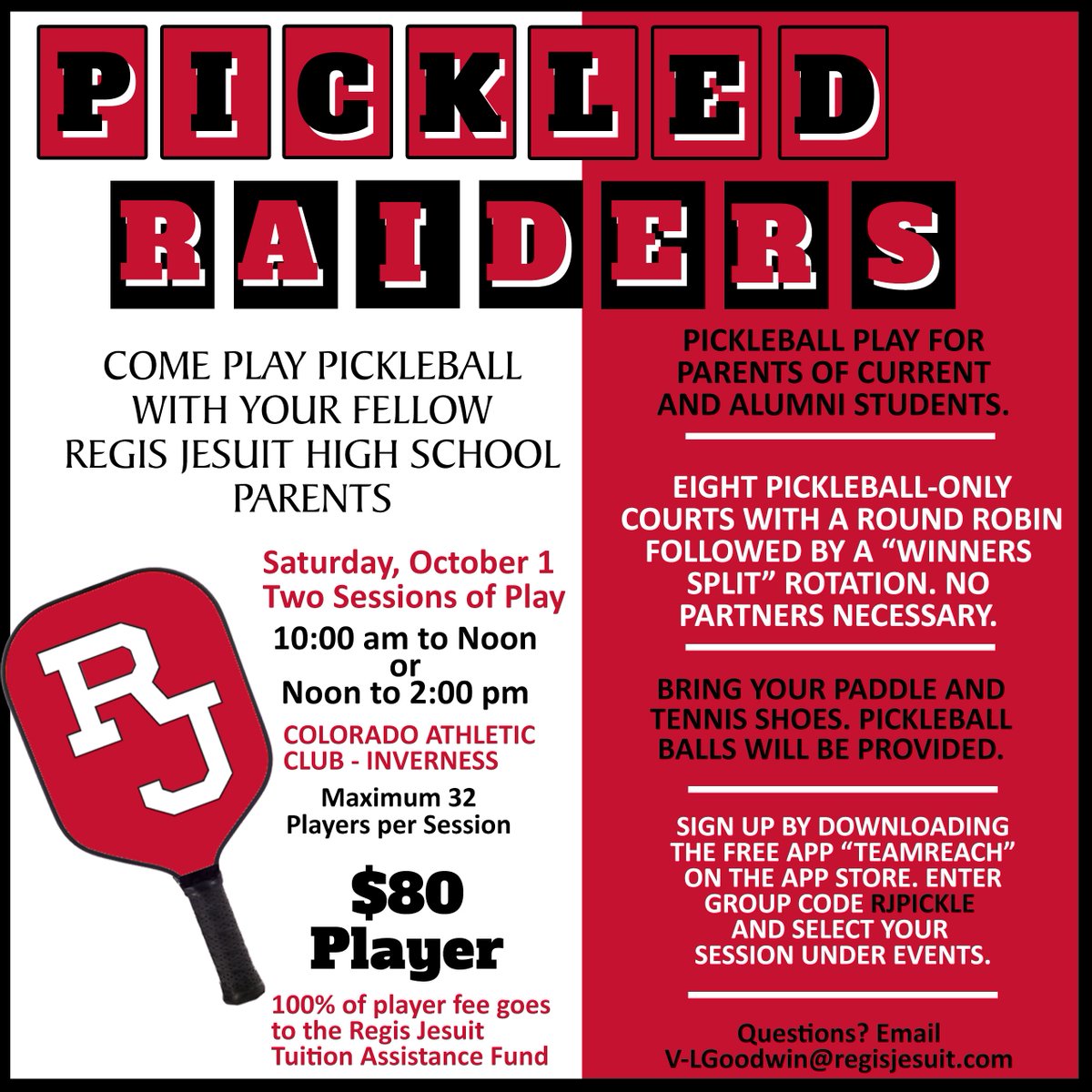RegisJesuitHS's tweet image. It's time to get pickled! Current and alum Raider parents are invited to join in for the first annual Pickled Raiders pickleball tournament. Sure to be a fun time w/ all proceeds benefiting the RJ Financial Aid Program. Registration: regisjesuit.com/pickled-raiders #GoRaiders #SupportRJ