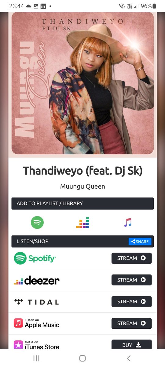 gurlCINDAY's tweet photo. New music alert!!! #Thandiweyo ft DJ SK now on all digital platforms 
 Stream or buy⬇️
https://t.co/dzH2zMXUud

#Spotify #newmusic #newmusic2022 #NewMusicDaily #iTunes #SoundCloud #tiktok https://t.co/bRCeFEConi