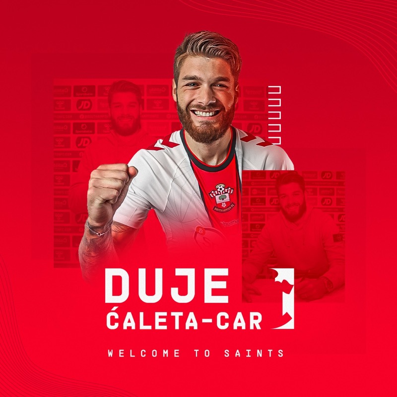 SouthamptonFC's tweet photo. #SaintsFC is delighted to confirm the arrival of Croatia international defender Duje Ćaleta-Car on a four-year contract from @OM_Officiel 😇