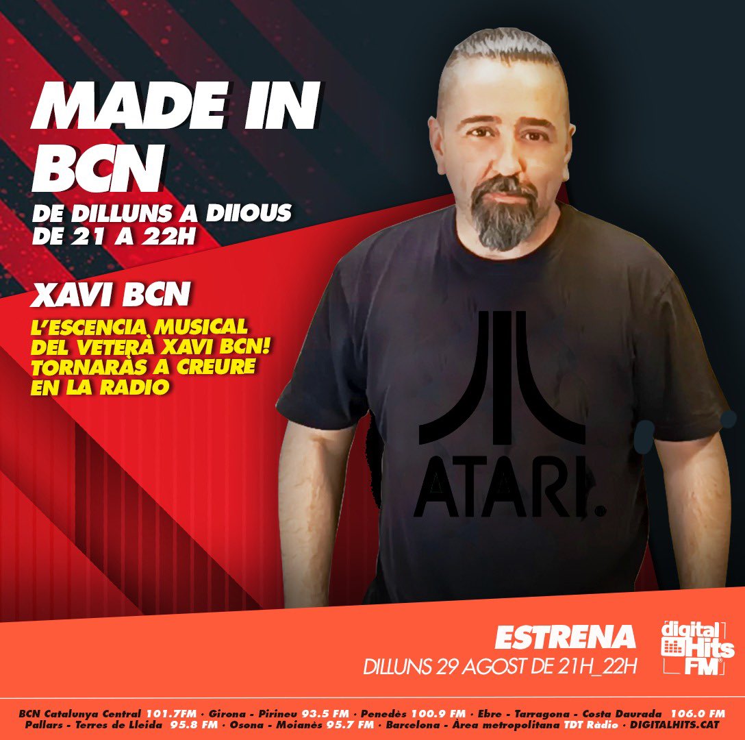 digitalhitsfm's tweet photo. ⚡️ L’essència musical de la mà de Xavi BCN ⚡️
⏯ MADE IN BCN
🕐 De dilluns a dijous de 21h a 22h a @digitalhits
🎧 Recupera els programes d’aquesta primera setmana al #podcast de https://t.co/uAgLnyMKYZ
#tornaràsacreureenlaràdio #digitalhits #remember #90s #2000s https://t.co/XdGbAnBb9W