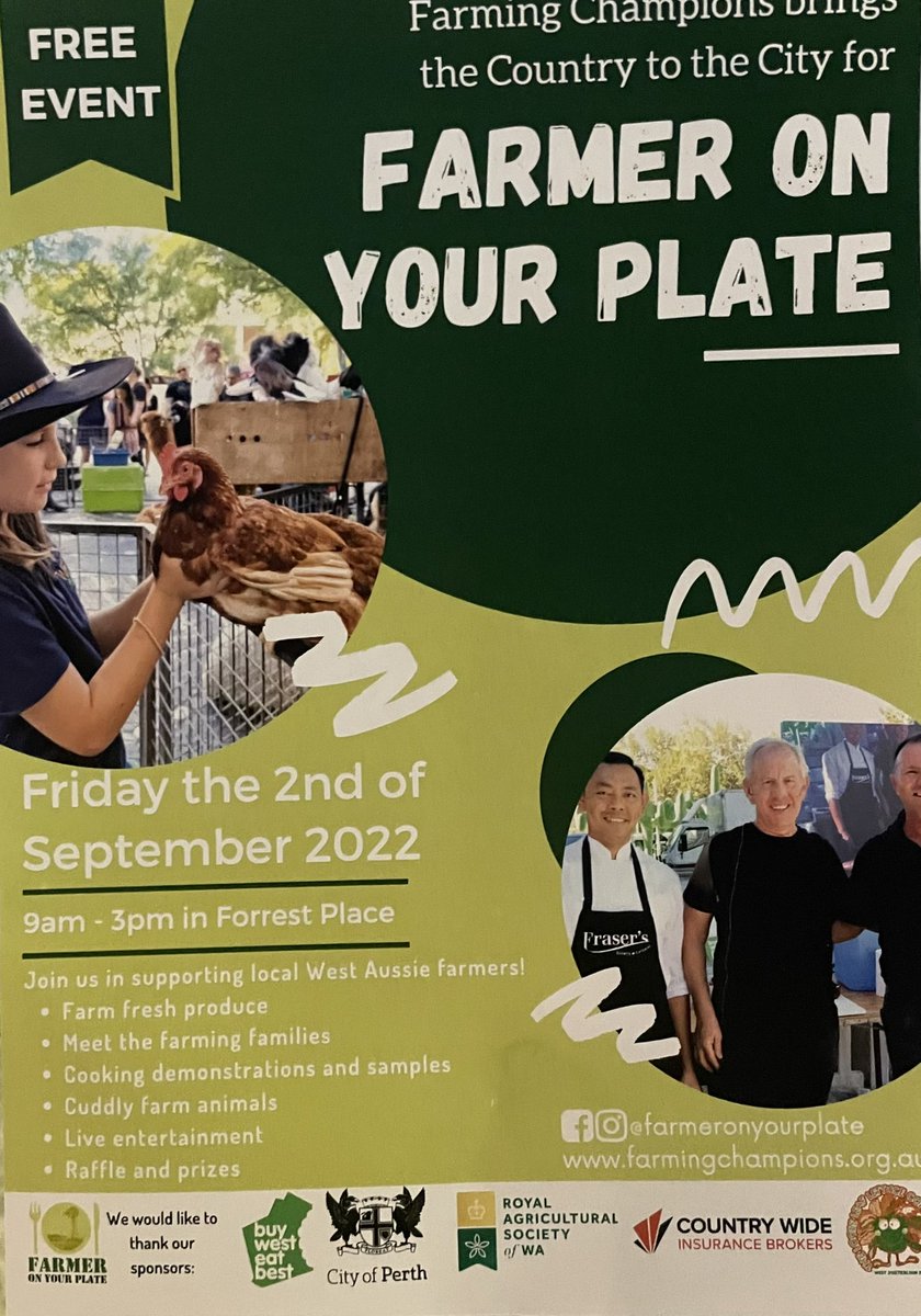 deeboxall's tweet photo. See you down at @CityofPerth’s Forrest Place today for the annual @FarmingChampion’s Farmer on Your Plate event! https://t.co/x74A0TcDmi