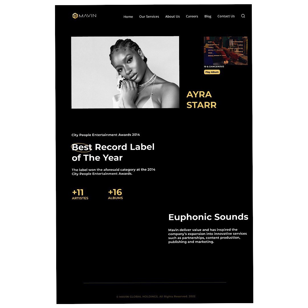 DivineOtisi's tweet photo. Day 14 of the 30 days of Design challenge by @Ingressive4Good and @imtconf
Today I designed a landing page for Mavin music record label
#i4gdesignchallenge #hackforgrowth #ui #ux #explorepage #design #i4g30daysofdesign #i4g #productdesign #i4ghackforgrowth
@MAVINRECORDS https://t.co/XL40vxGi6r